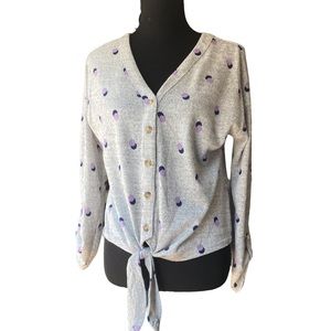 Anthropologie E&M Longsleeve Button Down Tie front Shirt